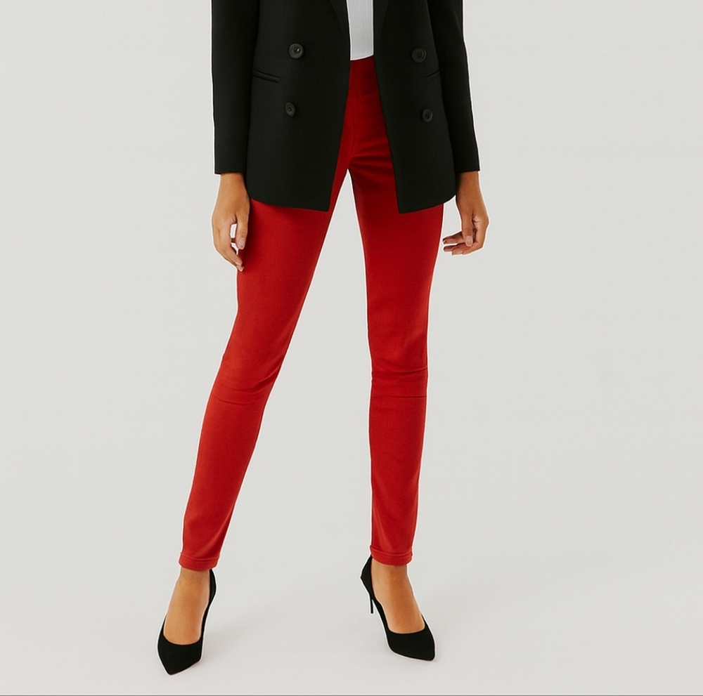 HUE Skinny Vibrant and Sleek Corduroy Jeggings Leggings Jeans Orange Medium